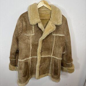 Vintage Sears Shearling Sheepskin Suede Leather Woman M/L Coat Western